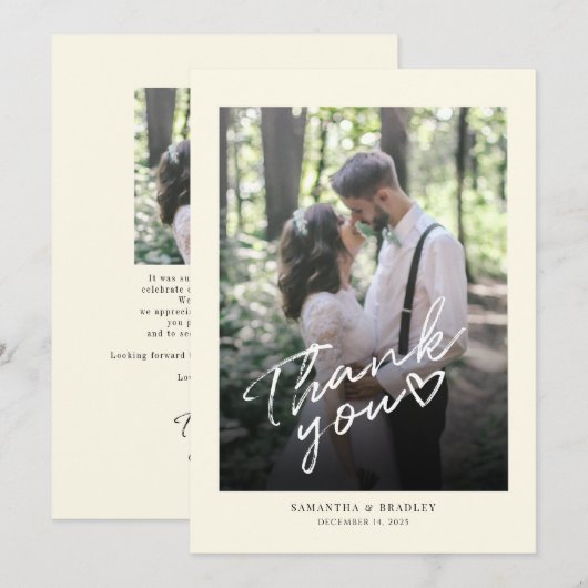 Modern Photo Wedding Bedankkaart (Voorkant / Achterkant)
