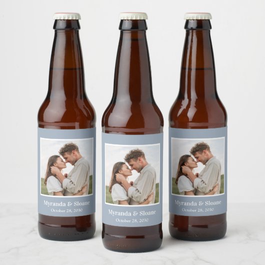 Modern Photo Wedding Bier Etiket (Flessen)