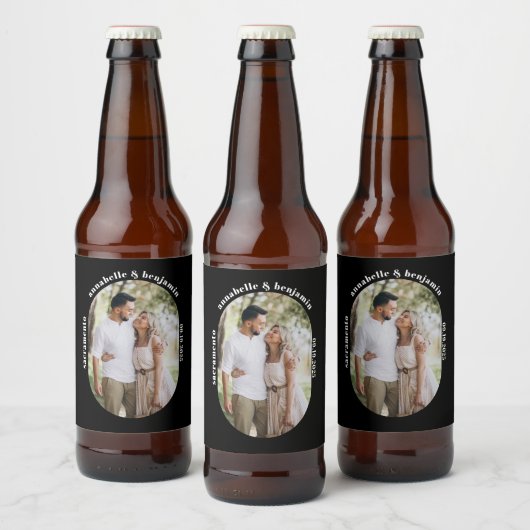 Modern Photo Wedding Bier Etiket (Flessen)
