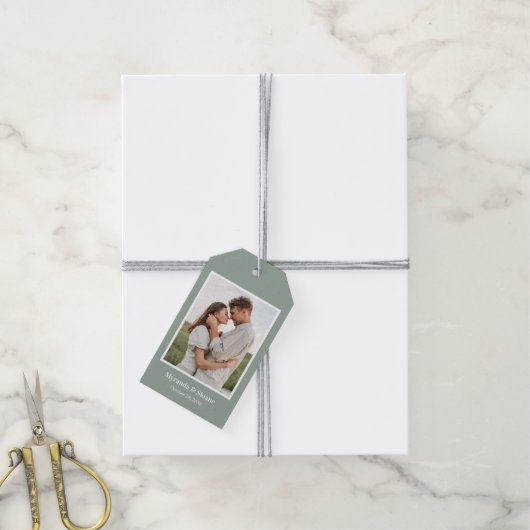Modern Photo Wedding Cadeaulabel (Met Touw)
