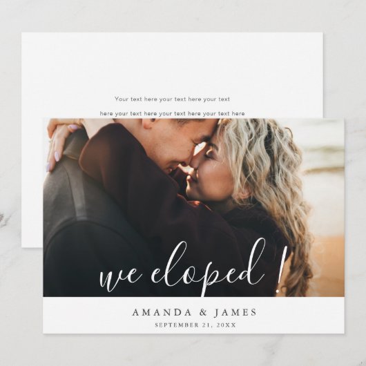 Modern Photo Wedding Elopement Aankondiging (Voorkant / Achterkant)