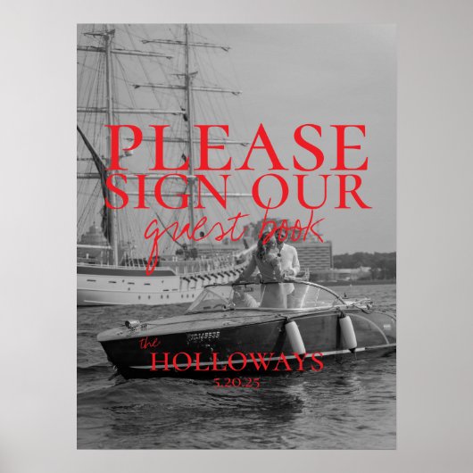 Modern Photo Wedding Guest Book Poster (Voorkant)