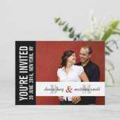 Modern Photo Wedding Invitation Card | Monogrammen Kaart (Staand voorkant)