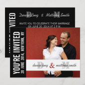 Modern Photo Wedding Invitation Card | Monogrammen Kaart (Voorkant / Achterkant)