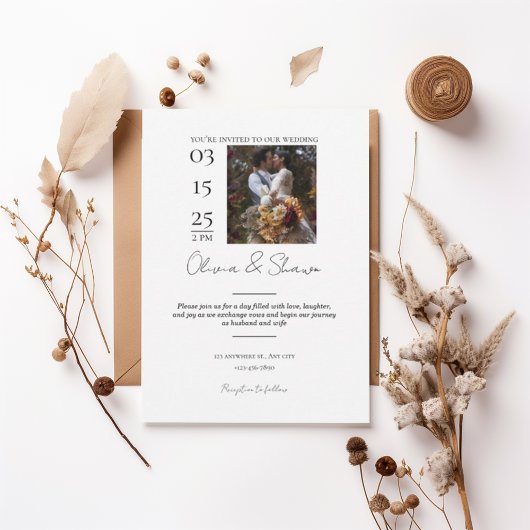 Modern Photo Wedding Invitation Kaart