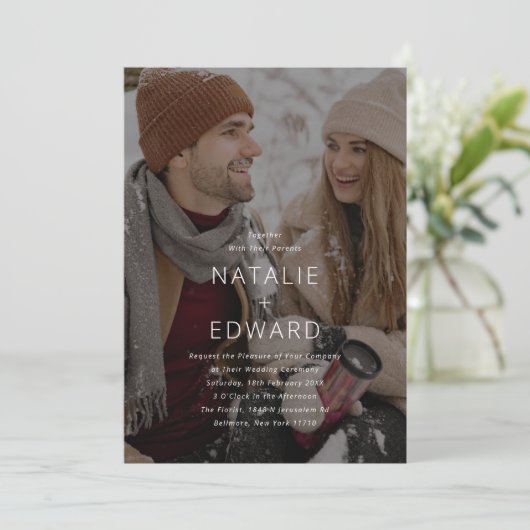 Modern Photo Wedding Kaart (Staand voorkant)