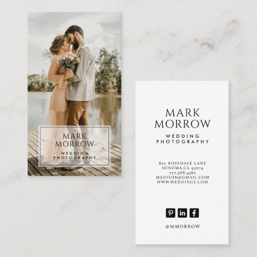 Modern Photo Wedding Photographer Business Card Visitekaartje (Voorkant / Achterkant)