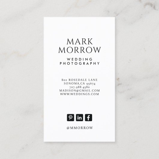 Modern Photo Wedding Photographer Business Card Visitekaartje (Achterkant)