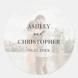 Modern Photo Wedding Ronde Sticker