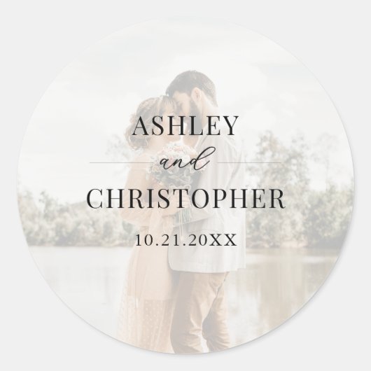 Modern Photo Wedding Ronde Sticker (Voorkant)