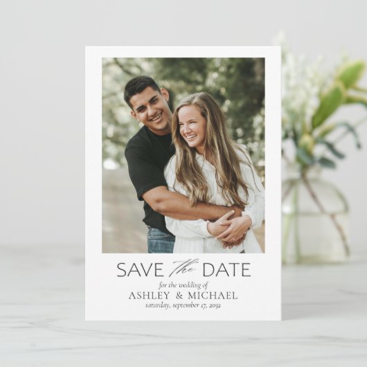 Modern Photo Wedding Save the Date Sjabloon (Staand voorkant)