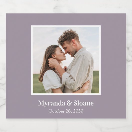 Modern Photo Wedding Sparkling Wijnetiket (Enkel label)