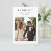Modern Photo Wedding Thank You Card With Note Bedankkaart (Staand voorkant)