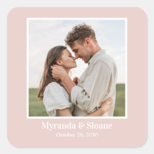 Modern Photo Wedding Vierkante Sticker