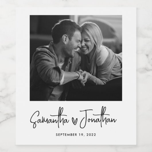Modern Photo Wedding Wijn Etiket (Enkel label)