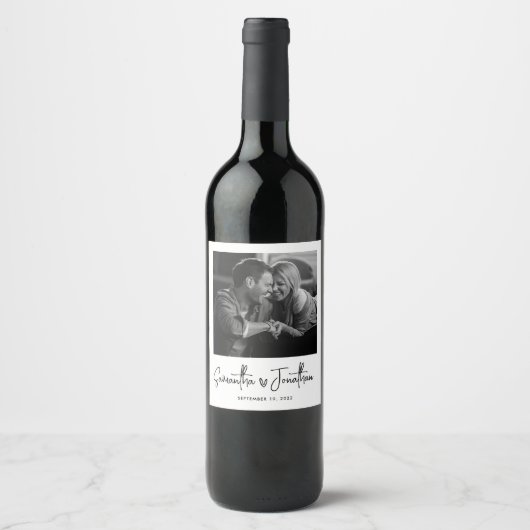 Modern Photo Wedding Wijn Etiket (Voorkant)
