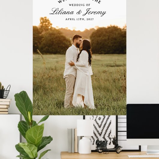 Modern Photo Welcome Sign With Arched Text Poster (Thuiskantoor)