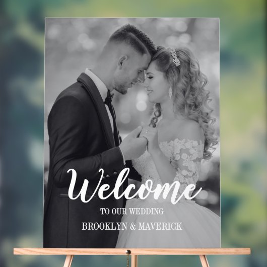 Modern Photo Welcome Wedding Acryl Bord (Neutraal)
