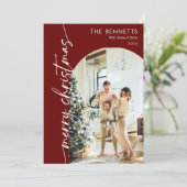 Modern Photo What A Year Merry Christmas  Feestdagenkaart (Staand voorkant)