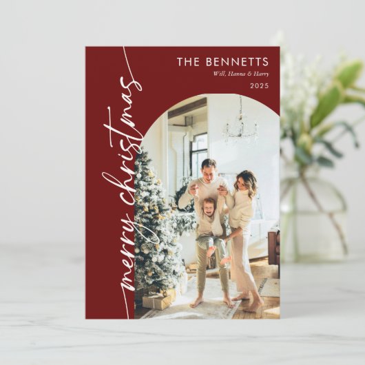 Modern Photo What A Year Merry Christmas  Feestdagenkaart (Staand voorkant)