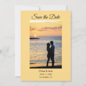 Modern Photo Yellow Orange Save The Date Card (Voorkant)
