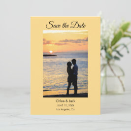 Modern Photo Yellow Orange Save The Date Card
