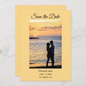 Modern Photo Yellow Orange Save The Date Card (Voorkant / Achterkant)