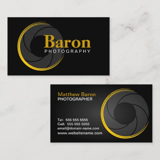 Modern Photographer Yellow Visitekaartje (Voorkant / Achterkant)