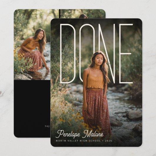 Modern Photopop DONE Graduation Party Kaart (Voorkant / Achterkant)