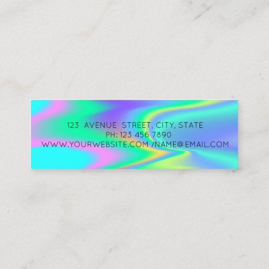 Modern, pianoketoestel, holografische muziekleraar mini visitekaartje (Achterkant)