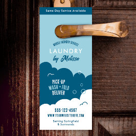Modern Pick-Up Laundry Service Blue & White Deurhanger
