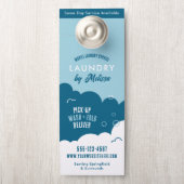 Modern Pick-Up Laundry Service Blue & White Deurhanger (Op knop)