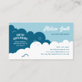 Modern Pick-Up Laundry Service Blue & White Visitekaartje (Achterkant)