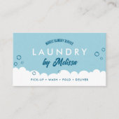 Modern Pick-Up Laundry Service Blue & White Visitekaartje (Voorkant)