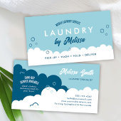 Modern Pick-Up Laundry Service Blue & White Visitekaartje