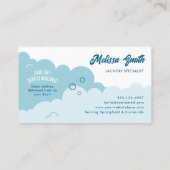 Modern Pick-Up Laundry Service Blue & White Visitekaartje (Achterkant)
