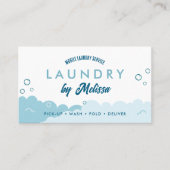 Modern Pick-Up Laundry Service Blue & White Visitekaartje (Voorkant)