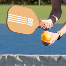 Modern Pickleball Name Number White Stripes Tan Pickleball Paddle
