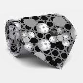 Modern Pickleball Pattern Black and White Stropdas (Opgerold)