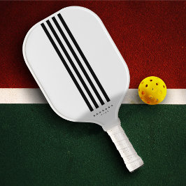 Modern Pickleball Player Black White Stripes Paddle