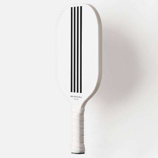 Modern Pickleball Player Black White Stripes Pickleball Paddle (Links)