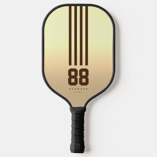 Modern Pickleball Player Name Number Stripes Gold Paddle (Achterkant)