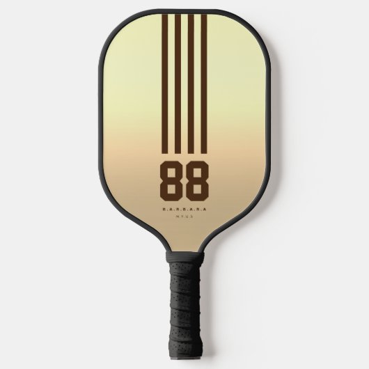 Modern Pickleball Player Name Number Stripes Gold Paddle (Voorkant)