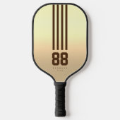 Modern Pickleball Player Name Number Stripes Gold Pickleball Paddle (Voorkant)