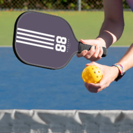 Modern Pickleball Player Name Number Stripes Purpl Pickleball Paddle