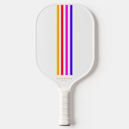 Modern Pickleball Player Rainbow Stripes Pickleball Paddle (Voorkant)