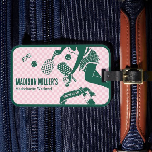 Modern Pickleball & Prosecco Bachelorette Weekend Bagagelabel (Voorkant Insitu 4)