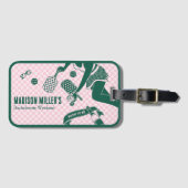 Modern Pickleball & Prosecco Bachelorette Weekend Bagagelabel (Voorkant (horizontaal))