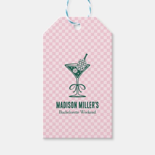 Modern Pickleball & Prosecco Bachelorette Weekend Cadeaulabel (Voorkant)