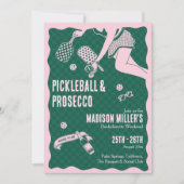 Modern Pickleball & Prosecco Bachelorette Weekend Kaart (Voorkant)